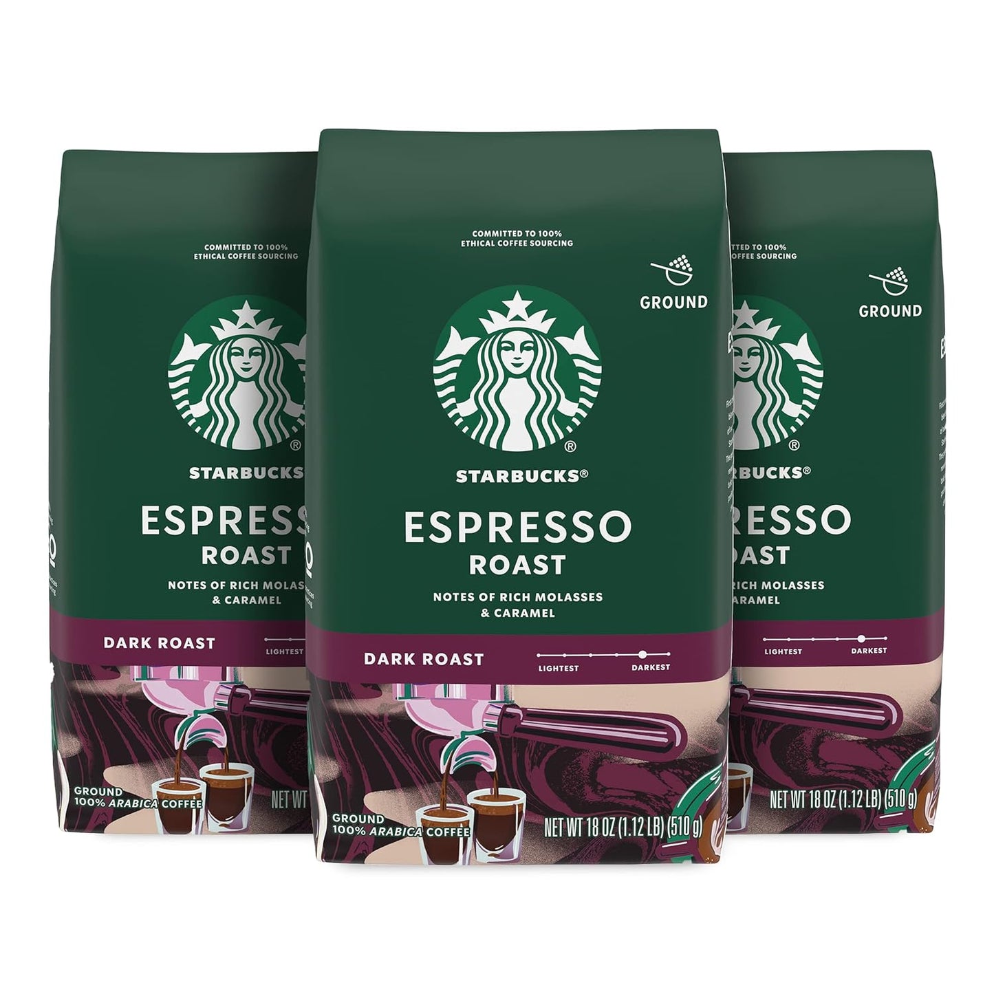 Starbucks Ground Coffee, Dark Roast Coffee, Caffè Verona, 100% Arabica, 1 bag (28 oz)
