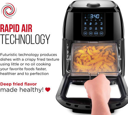 CHEFMAN Multifunctional Digital Air Fryer+ Rotisserie, Dehydrator, Convection Oven, 17 Touch Screen Presets Fry, Roast, Dehydrate, Bake, XL 10L Family Size, Auto Shutoff, Large Easy-View Window, Black