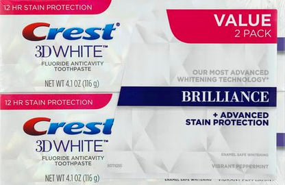 Crest 3D White Advanced Luminous Mint Teeth Whitening Toothpaste, 3.7 oz Pack of 4 - Helps Remove Surface Stains, Whitens Teeth, Strengthens Tooth Enamel, Protects Against Cavities
