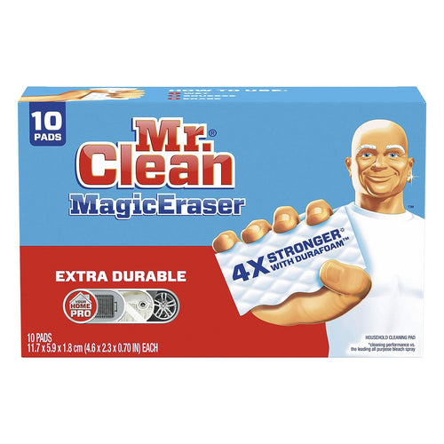Mr. Clean Magic Eraser, Extra Durable, Shoe, Bathroom, and Shower Cleaner, Cleaning Pads with Durafoam, 10 Count