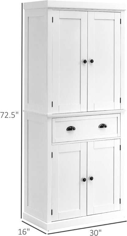 HOMCOM 72" Traditional Freestanding Kitchen Pantry Cupboard with 2 Cabinet