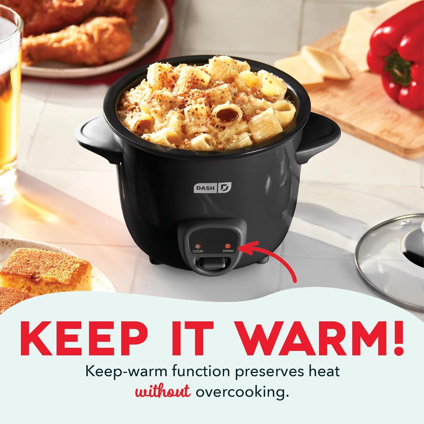 DASH Mini Rice Cooker Steamer with Removable Nonstick Pot, Keep Warm Function & Recipe Guide, .5 Quart, for Soups, Stews, Grains & Oatmeal - Aqua