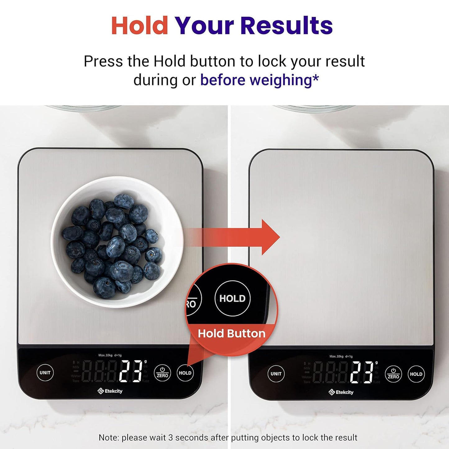 Etekcity Food Kitchen Scale, Digital Grams and Ounces for Weight Loss, Baking, Cooking, Keto and Meal Prep, LCD Display, Medium, 304 Stainless Steel