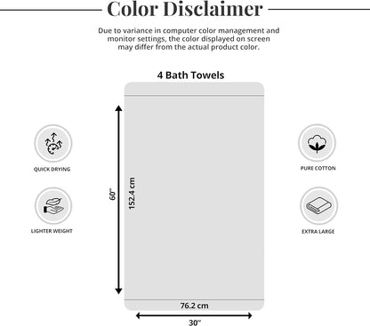 Tens Towels Extra Large Bath Towels 30 x 60 Inches, 100% Cotton, Larger & Lighter, Quicker to Dry, Lighter Weight, Super Soft and Absorbent, Perfect Bathroom Towels