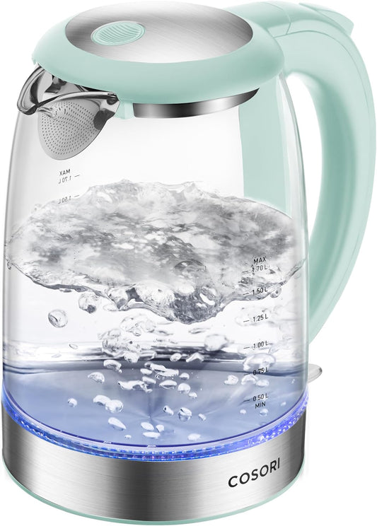 COSORI Electric Kettle, No Plastic Contact with Water, 1.7L/1500W, Stainless Steel Inner Lid & Filter, Tea Kettle For Coffee & Tea, Hot Water Kettle Teapot Boiler & Heater, Automatic Shut Off, Black
