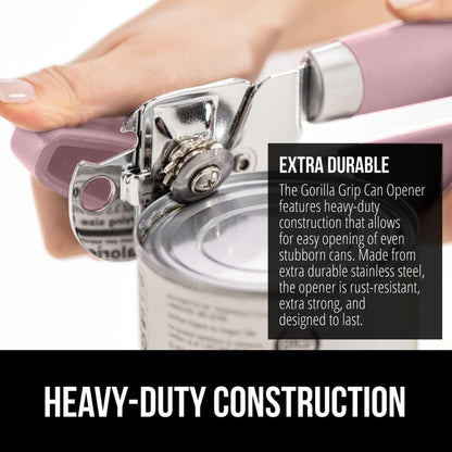 The Original Gorilla Grip Heavy Duty Stainless Steel Smooth Edge Manual Can Opener and Bottle Openers, Soft Handle, Rust Proof Oversized Handheld Easy Turn Knob, Multifunctional Kitchen Tool, Black