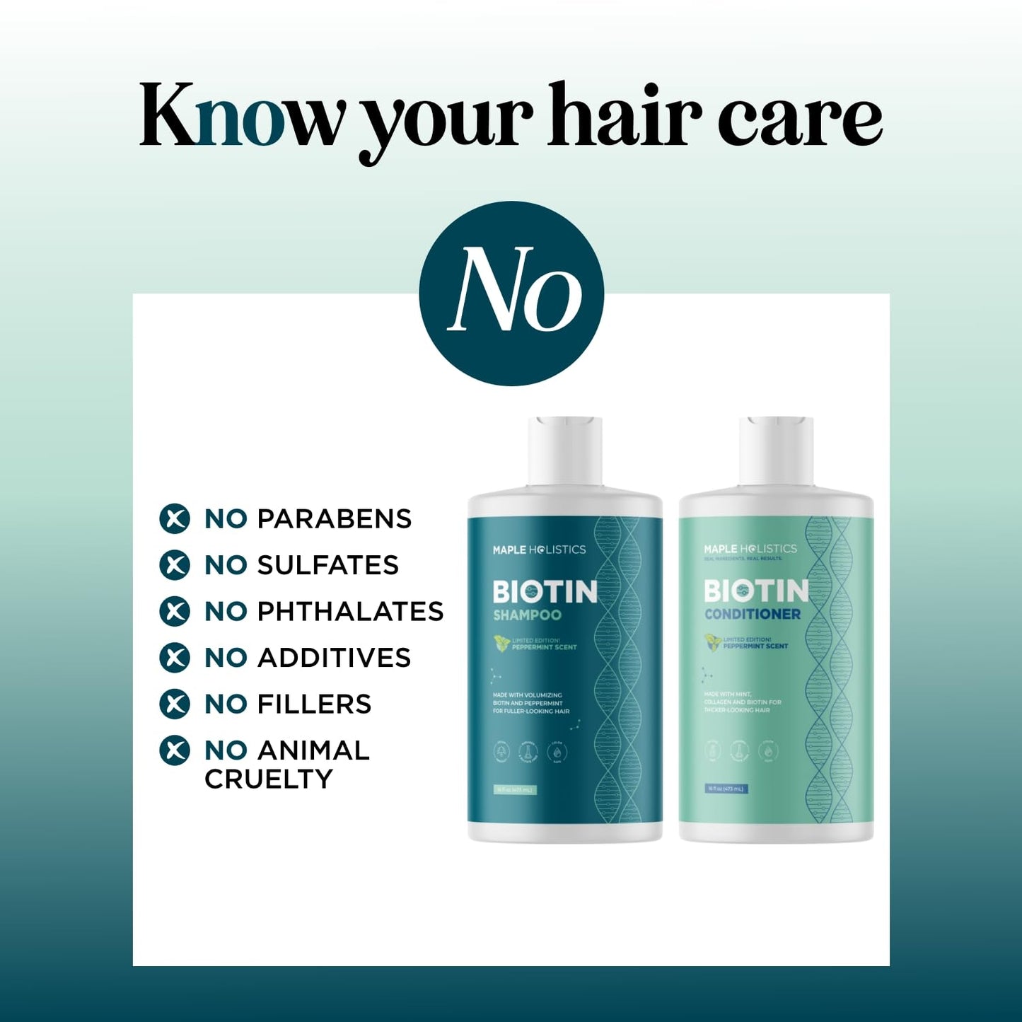 Volumizing Biotin Shampoo and Conditioner Set - Sulfate Free Shampoo and Conditioner for Dry Damaged Hair Care - Thinning Hair Shampoo and Conditioner with Nourishing Biotin and Rosemary Oil (8oz)