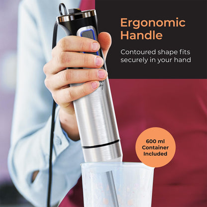 Mueller Immersion Blender Handheld - 8 Speed Stainless Steel Electric Hand Blender, 3 in 1 Emulsion Blender Handheld with Turbo Mode, Stick Blender Emulsifier for Kitchen for Soup, Smoothie, Puree