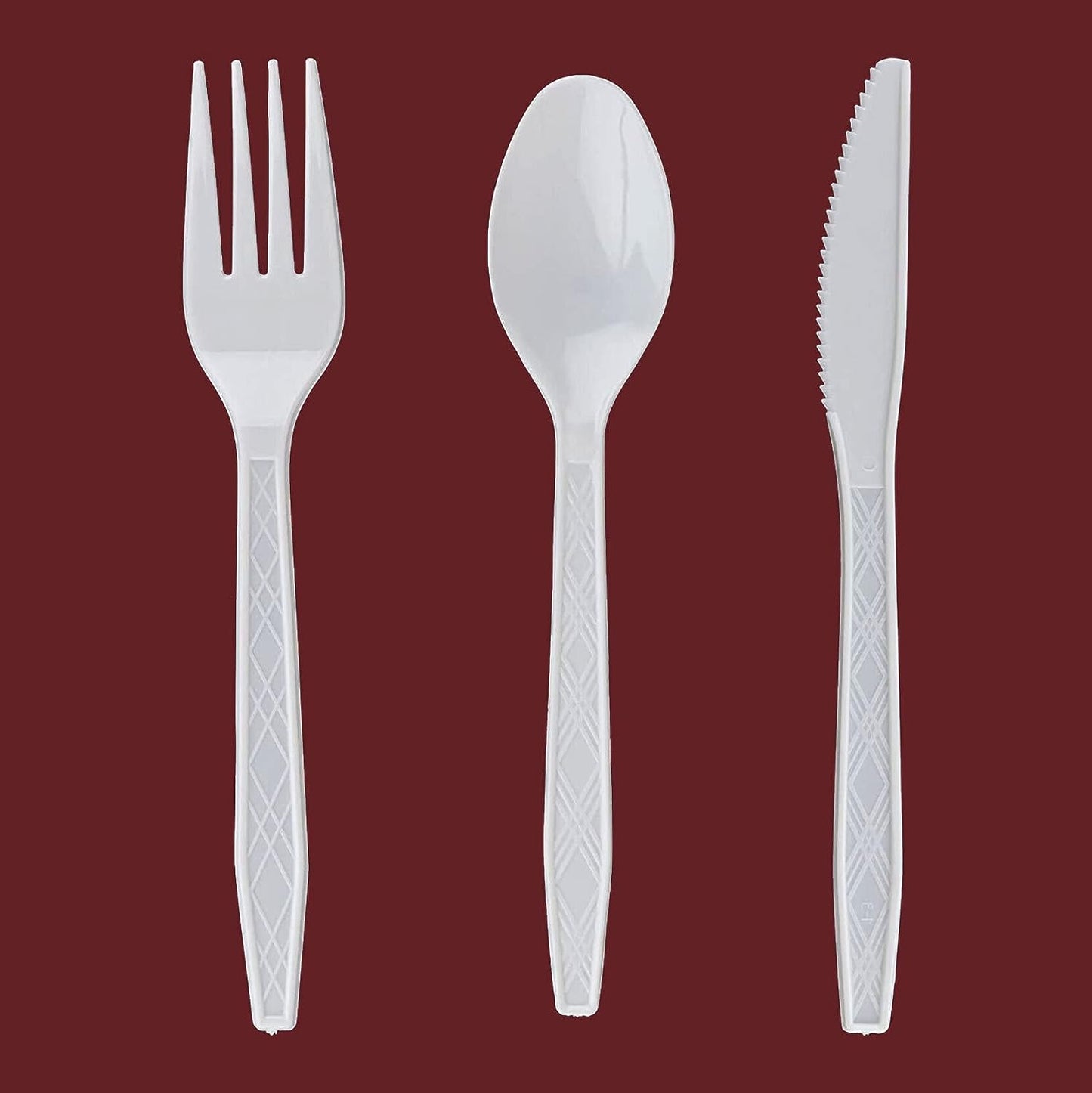Party Bargains Disposable Cutlery set, SAPPHIRE Design, Clear Color, 360 Pieces: 180 Forks, 120 Spoons, 60 Knives