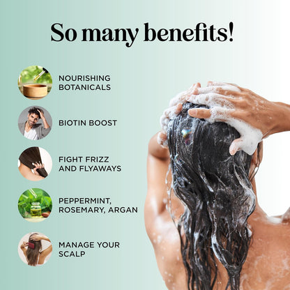Volumizing Biotin Shampoo and Conditioner Set - Sulfate Free Shampoo and Conditioner for Dry Damaged Hair Care - Thinning Hair Shampoo and Conditioner with Nourishing Biotin and Rosemary Oil (8oz)