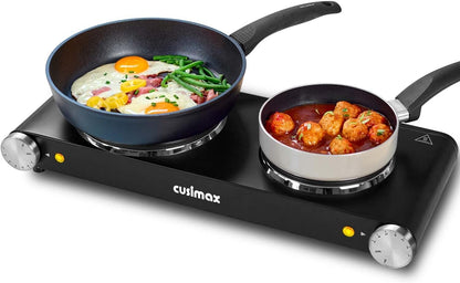 CUSIMAX Electric Hot Plate for Cooking Portable Single Burner 1500W Cast Iron hot plates Heat-up in Seconds Adjustable Temperature Control Stainless Steel Non-Slip Rubber Feet Upgraded Version B101