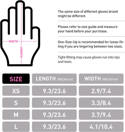 OKIAAS Black/Pink Vinyl Disposable Gloves Latex Free, Food Grade, 5 mil, Cooking, Cleaning, Hair Dye, 50/100/200/1000 Count