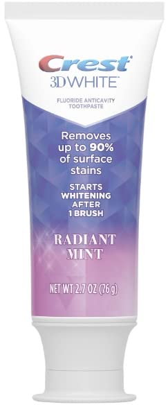 Crest 3D White Advanced Luminous Mint Teeth Whitening Toothpaste, 3.7 oz Pack of 4 - Helps Remove Surface Stains, Whitens Teeth, Strengthens Tooth Enamel, Protects Against Cavities