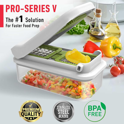 Mueller Pro-Series 10-in-1, 8 Blade Vegetable Chopper, Onion Mincer, Cutter, Dicer, Egg Slicer with Container, French Fry Cutter, Potato Slicer, Home Essentials & Kitchen Gadgets, Salad Chopper