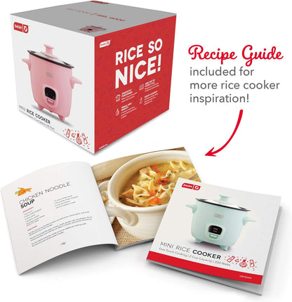 DASH Mini Rice Cooker Steamer with Removable Nonstick Pot, Keep Warm Function & Recipe Guide, .5 Quart, for Soups, Stews, Grains & Oatmeal - Aqua