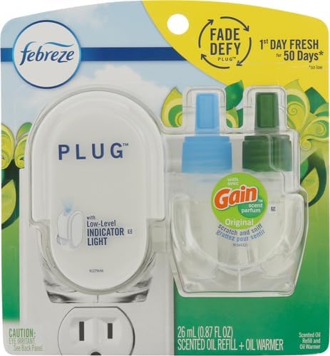 Febreze Plug in Air Fresheners, Gain Original Scent, Odor Eliminator for Strong Odors, Scented Oil Refill (3 Count)