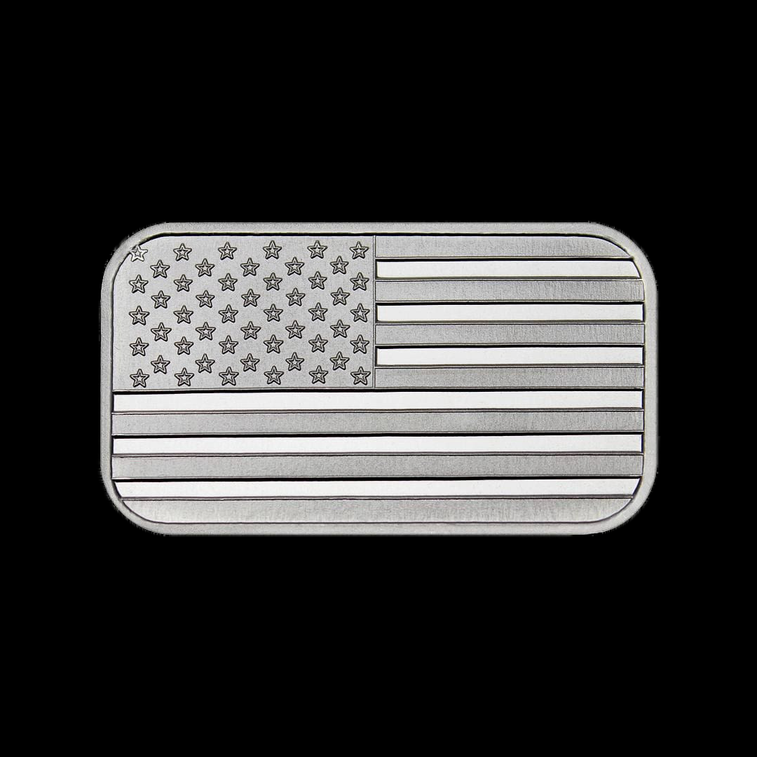 1 Ounce (1 oz) Silvertowne Mint .999 Silver American Flag Bar