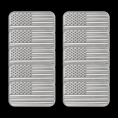 1 Ounce (1 oz) Silvertowne Mint .999 Silver American Flag Bar