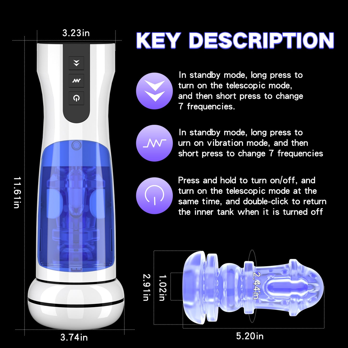 Buff - Waterproof Telescopic Sucking Vibration Masturbation Cup With Wearable Panty