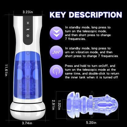 Buff - Waterproof Telescopic Sucking Vibration Masturbation Cup With Wearable Panty