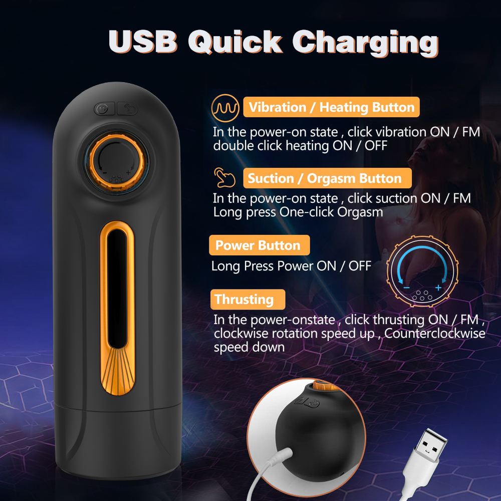 6 In 1 Automatic Telescopic Sucker Heating Sounding Masturbation Cup