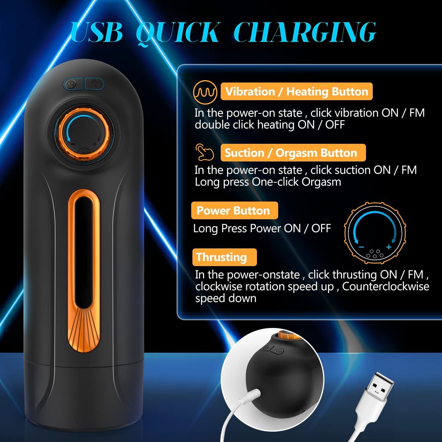 6 In 1 Automatic Telescopic Sucker Heating Sounding Masturbation Cup