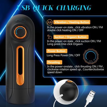 6 In 1 Automatic Telescopic Sucker Heating Sounding Masturbation Cup