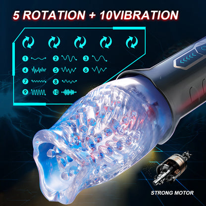 Rotating Male Masturbator Sucking Vibration Glans Trainer