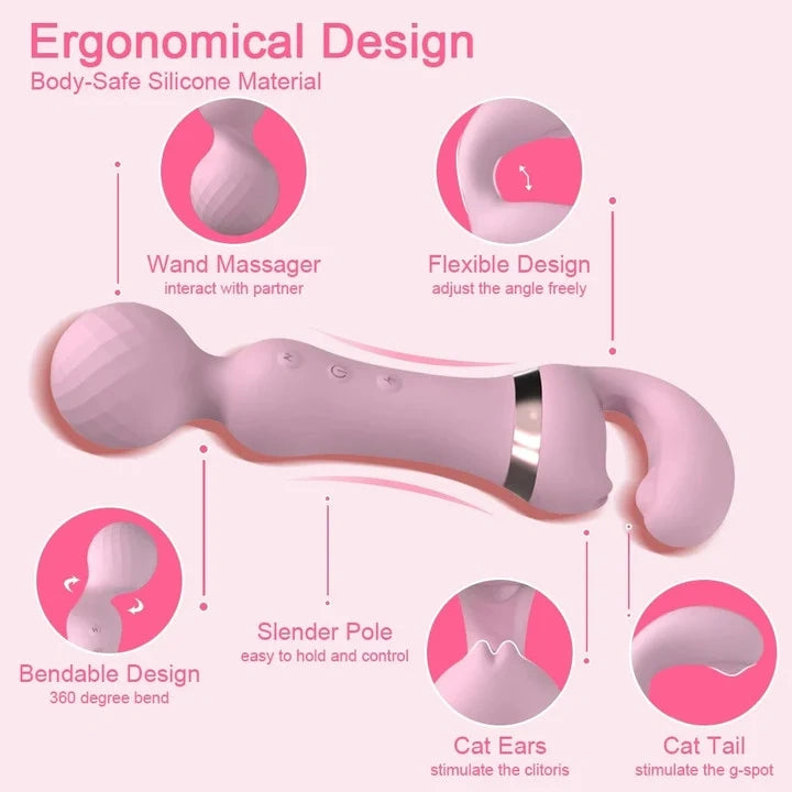 HOT 2 IN 1 AV VIBRATOR FEMALE MAGIC WAND CLITORIS STIMULATOR